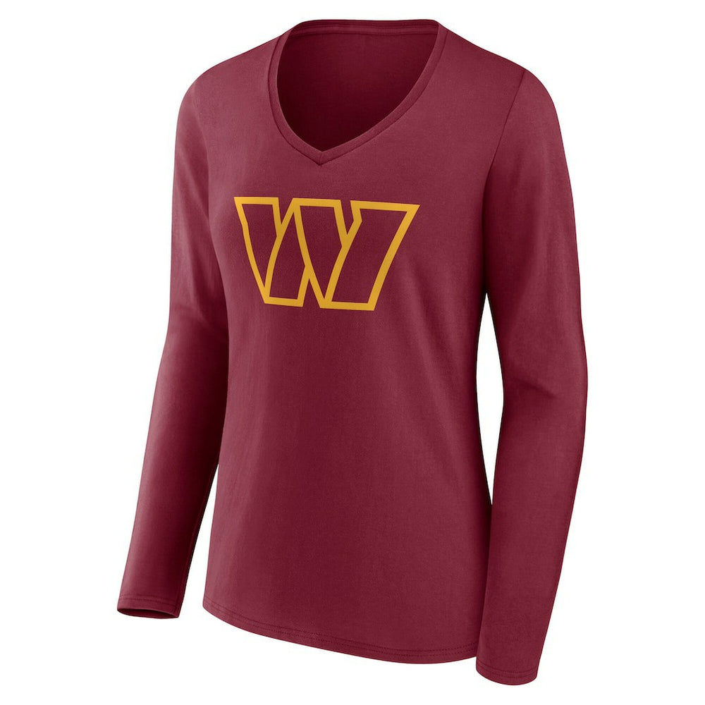 Washington Commanders Women's Team Authentic Personalized Name & Number Long Sleeve V-Neck T-Shirt Burgundy - NFL