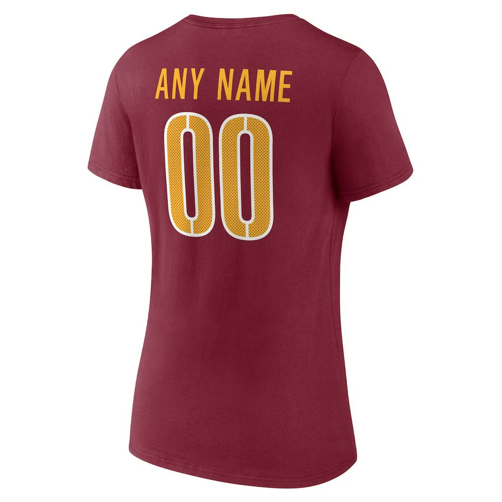 Washington Commanders Women's Team Authentic Personalized Name & Number V-Neck T-Shirt Burgundy - NFL