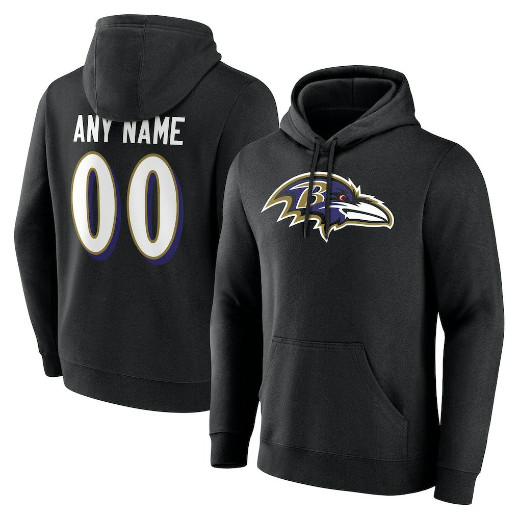 Baltimore Ravens Big & Tall Team Authentic Custom Hoodie Black - NFL