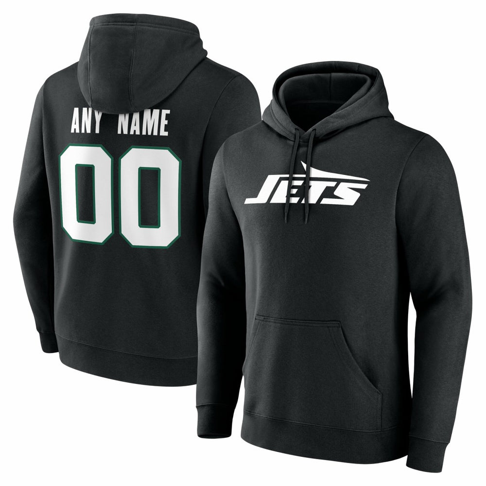 New York Jets Big & Tall Team Authentic Custom Hoodie Black - NFL
