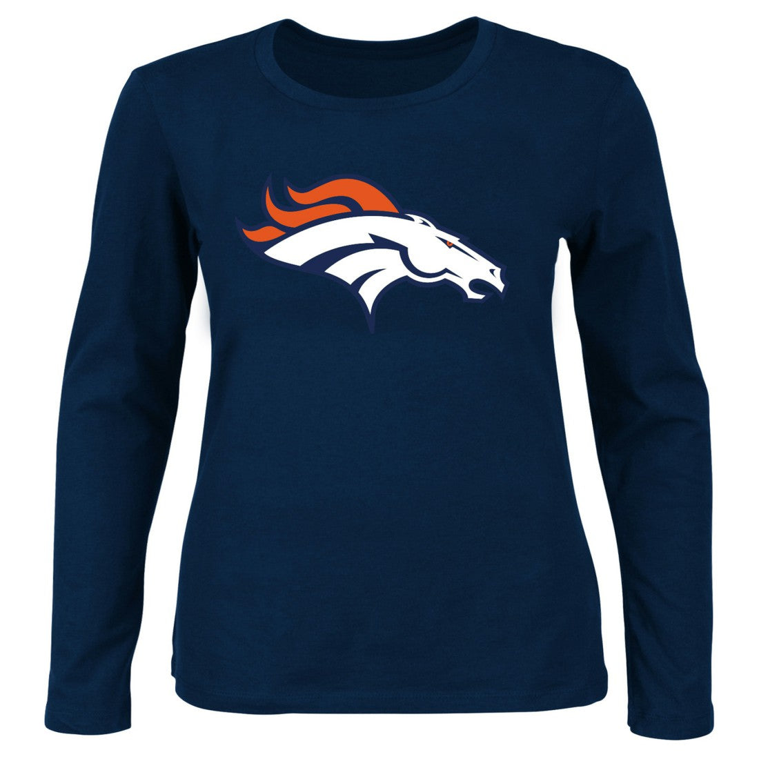 Denver Broncos Women's Plus Size Scoop Neck Long Sleeve T-Shirt Navy - Fanatics
