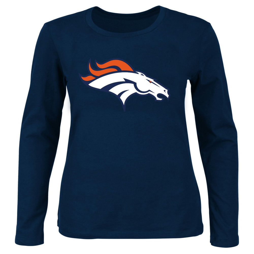 Denver Broncos Women's Plus Size Scoop Neck Long Sleeve T-Shirt Navy - Fanatics
