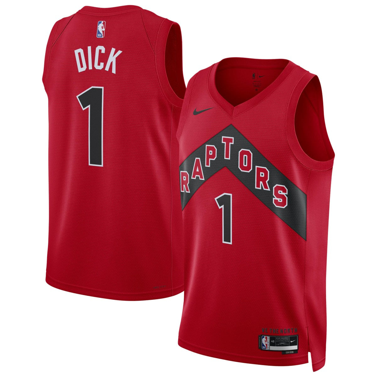 Nike - Gradey Dick Toronto Raptors Unisex Swingman Player Jersey - Icon Edition - Red