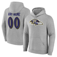 Baltimore Ravens Big & Tall Team Authentic Custom Hoodie Gray - NFL