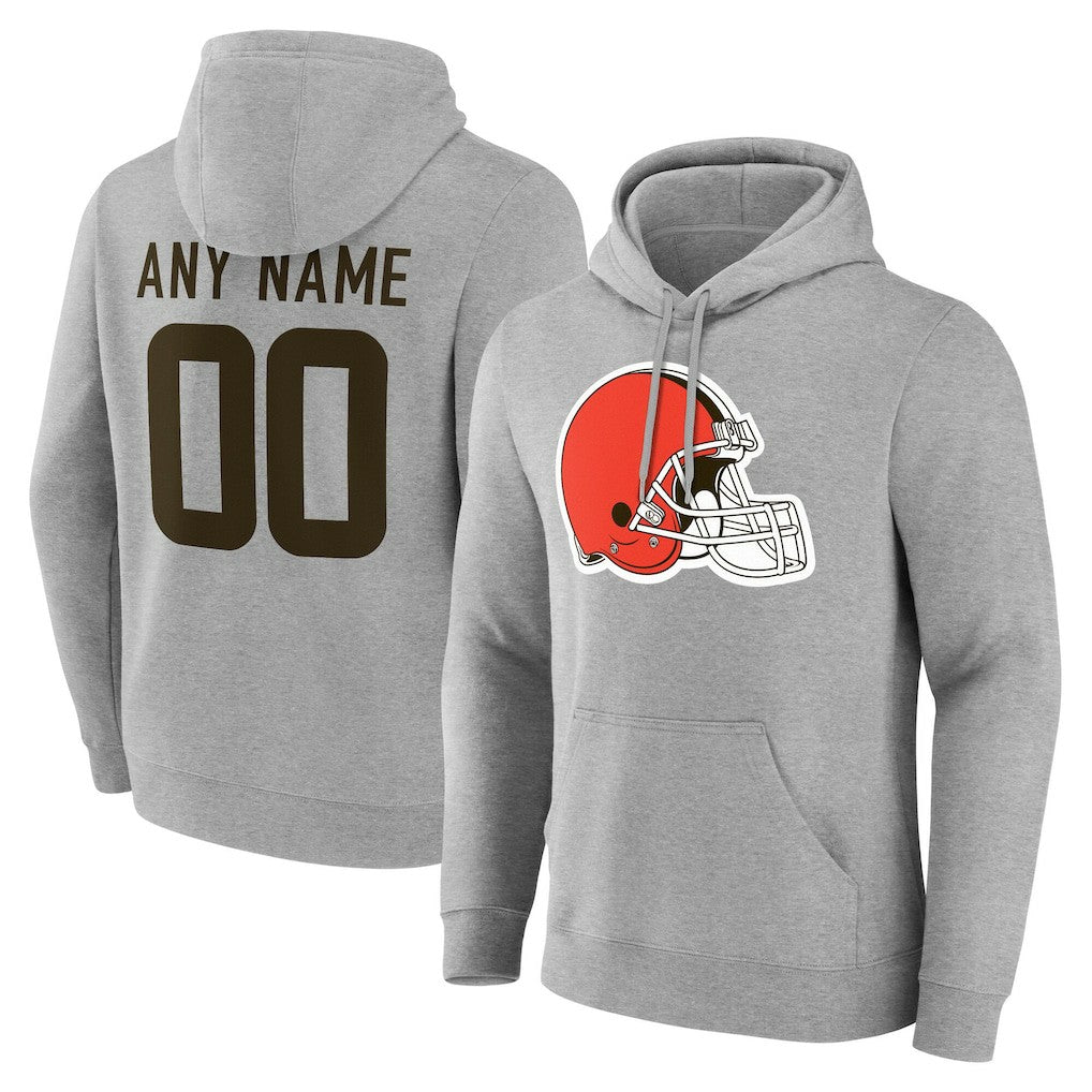 Cleveland Browns Big & Tall Team Authentic Custom Hoodie Gray - NFL