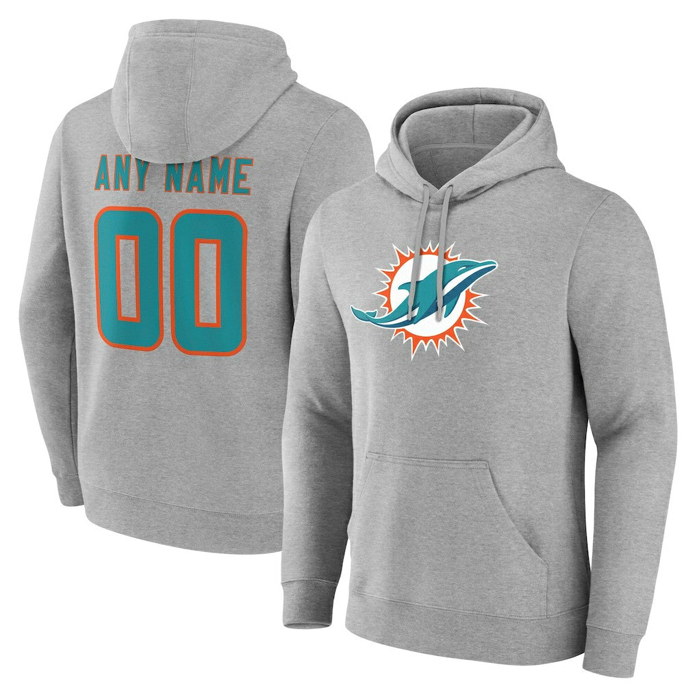 Miami Dolphins Big & Tall Team Authentic Custom Hoodie Gray - NFL