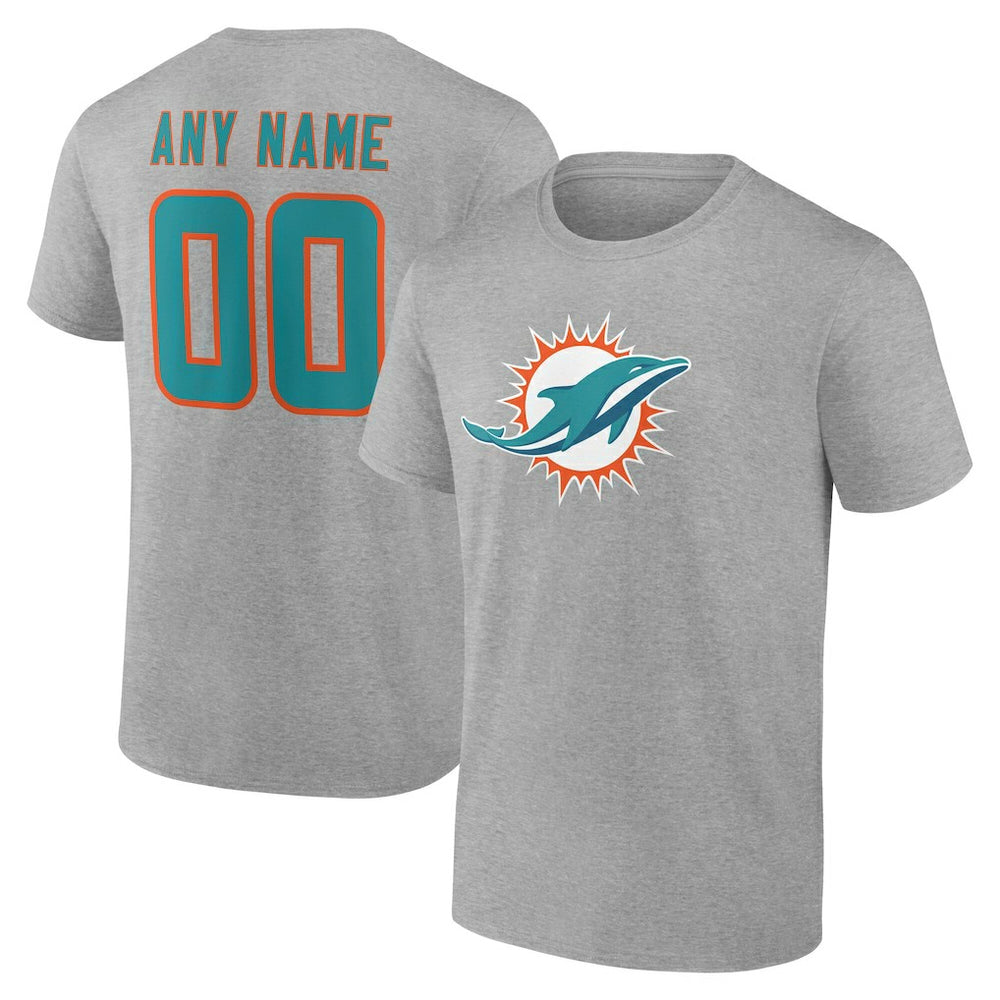 Miami Dolphins Big & Tall Team Authentic Custom T-Shirt Gray - NFL