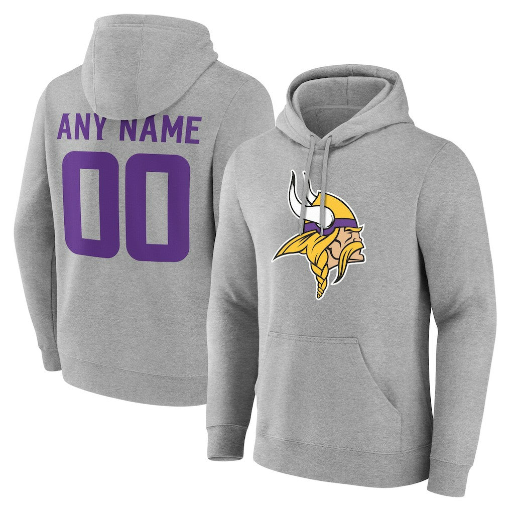 Minnesota Vikings Big & Tall Team Authentic Custom Hoodie Gray - NFL