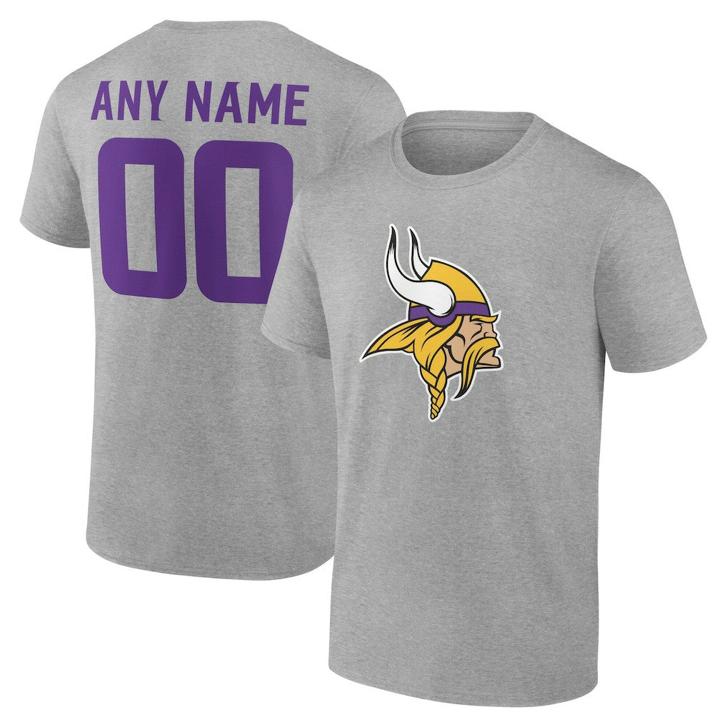Minnesota Vikings Big & Tall Team Authentic Custom T-Shirt Gray - NFL