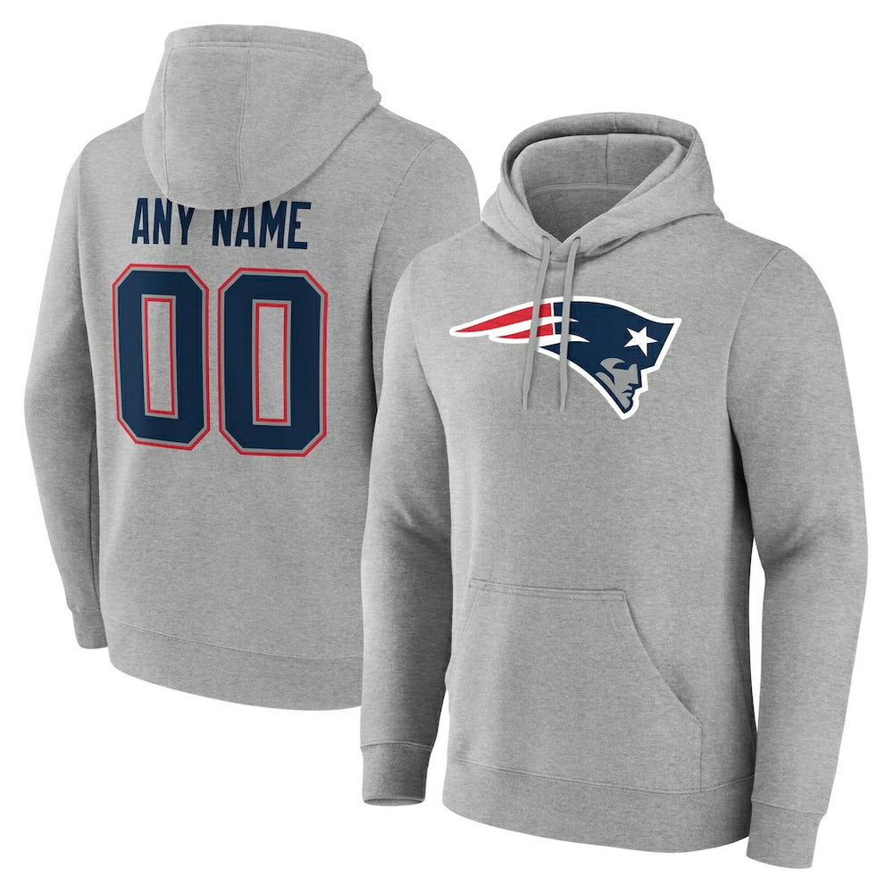 New England Patriots Big & Tall Team Authentic Custom Hoodie Gray - NFL