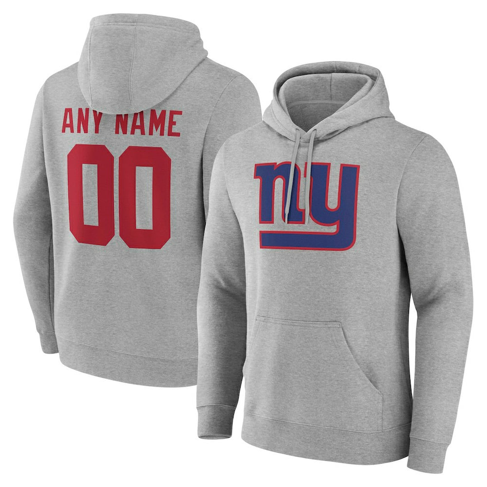 New York Giants Big & Tall Team Authentic Custom Hoodie Gray - NFL