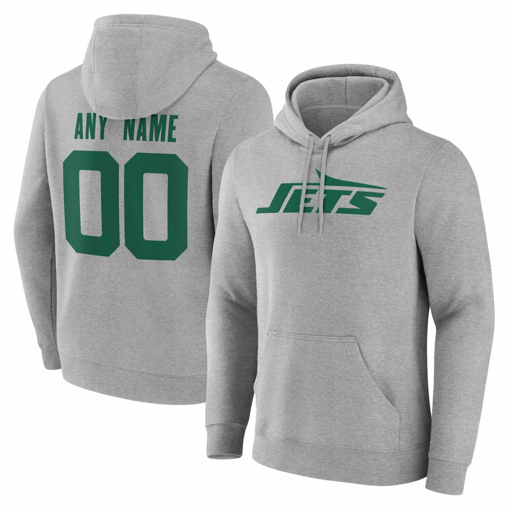 New York Jets Big & Tall Team Authentic Custom Hoodie Gray - NFL