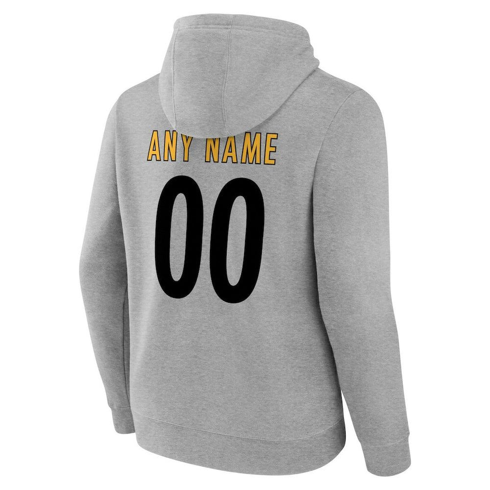 Pittsburgh Steelers Big & Tall Team Authentic Custom Hoodie Gray - NFL