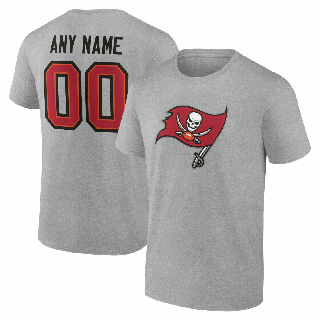 Tampa Bay Buccaneers Big & Tall Team Authentic Custom T-Shirt Gray - NFL