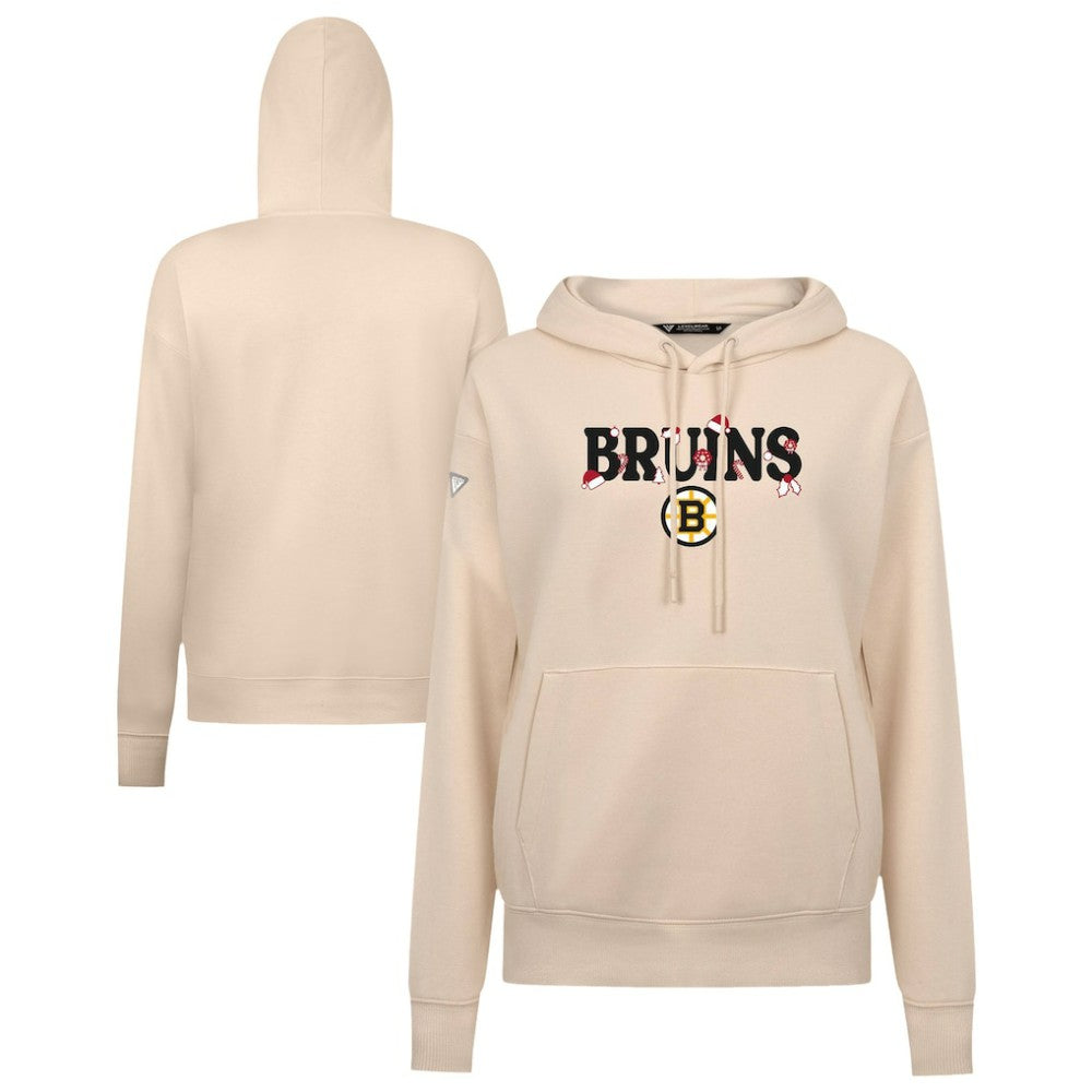 Boston Bruins Levelwear Women's Festive Holiday Adorn Hoodie Khaki