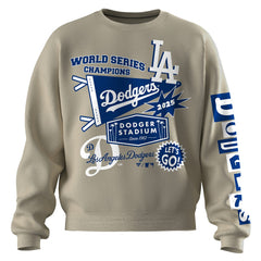 Los Angeles Dodgers Fanatics Women's 2025 World Series Champions Pennant Spirit Jersey Fleece Sweatshirt Lifestyle