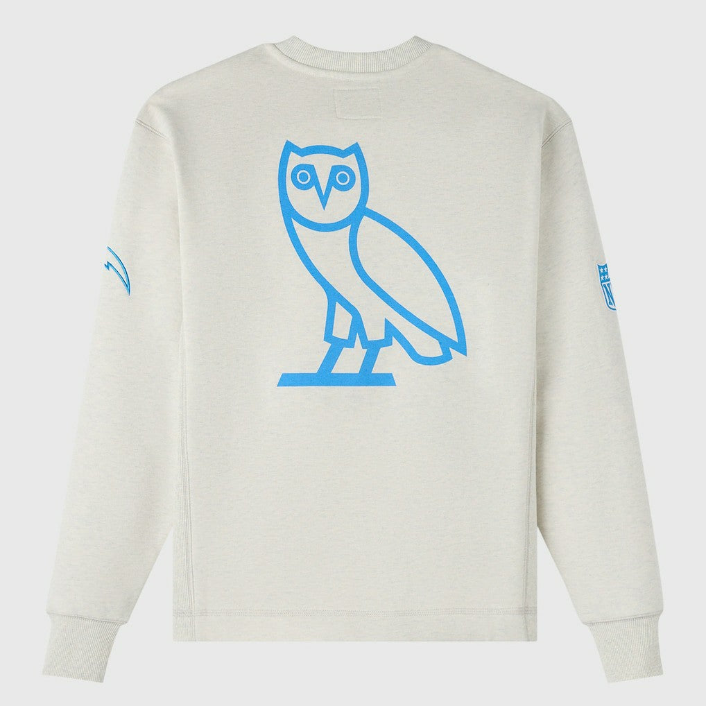 Los Angeles Chargers OVO x NFL Unisex Fleece Sweatshirt Heather Gray - NFL
