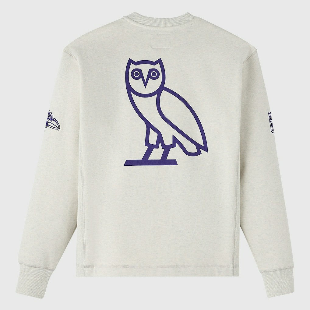 Baltimore Ravens OVO x NFL Unisex Fleece Sweatshirt Heather Gray - NFL