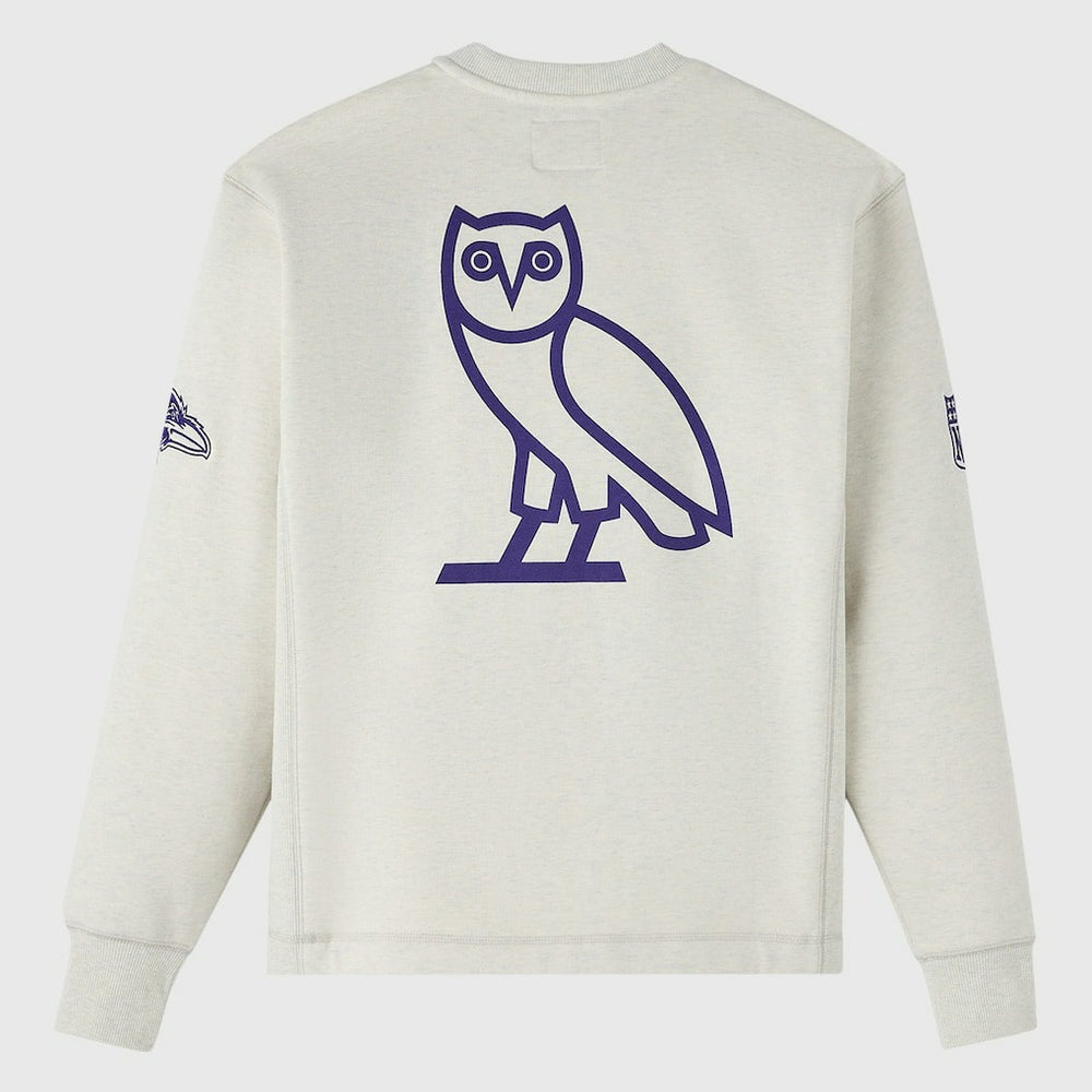 Baltimore Ravens OVO x NFL Unisex Fleece Sweatshirt Heather Gray - NFL