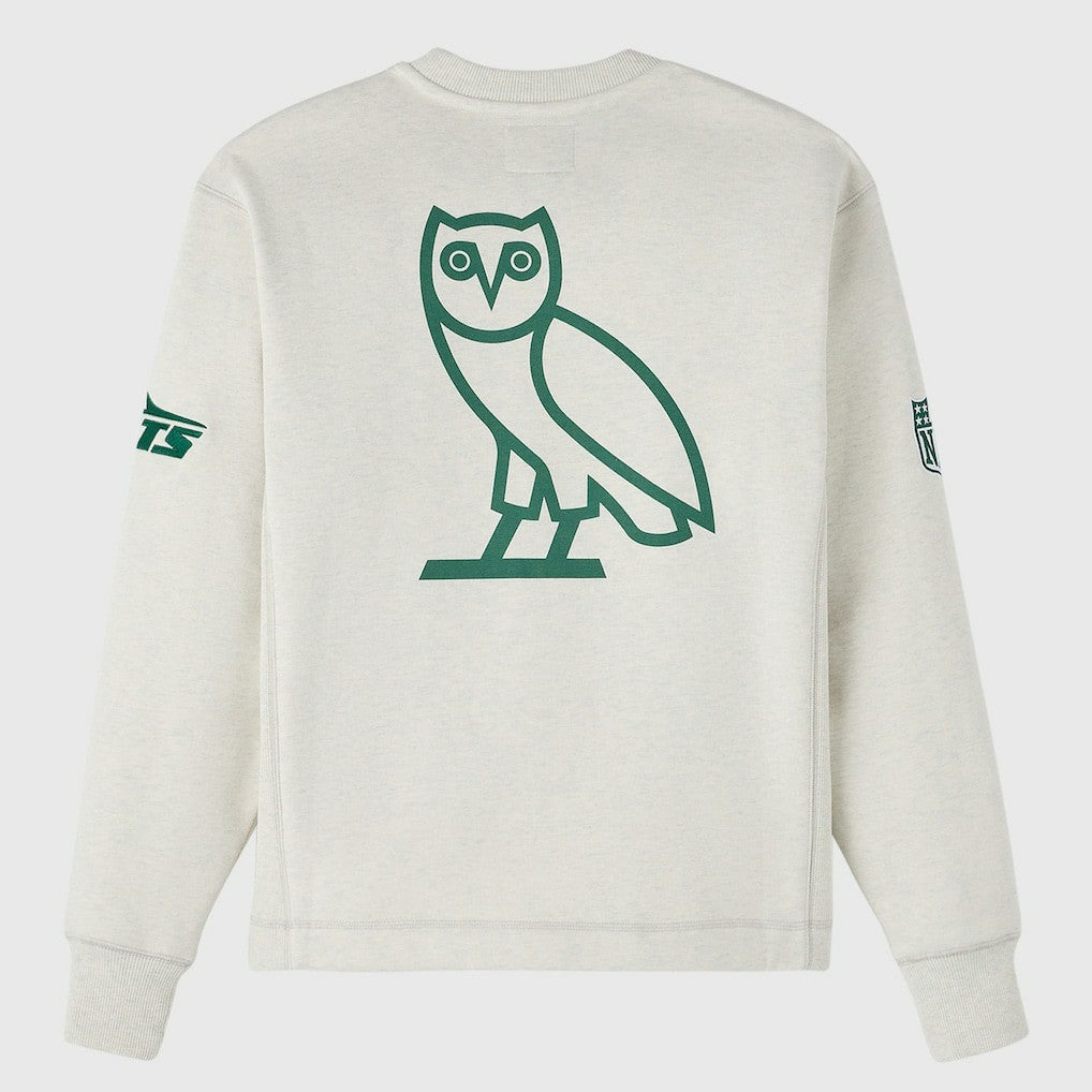 New York Jets OVO x NFL Unisex Fleece Sweatshirt Heather Gray - NFL