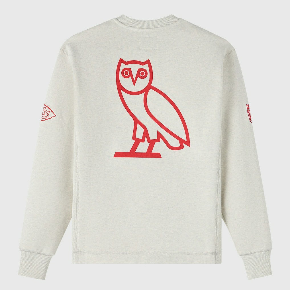 Kansas City Chiefs OVO x NFL Unisex Fleece Sweatshirt Heather Gray - NFL