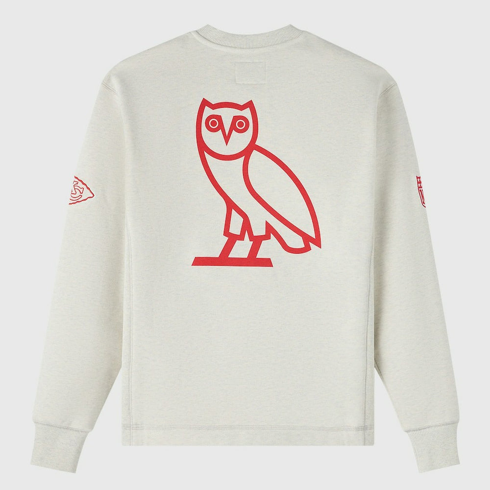 Kansas City Chiefs OVO x NFL Unisex Fleece Sweatshirt Heather Gray - NFL