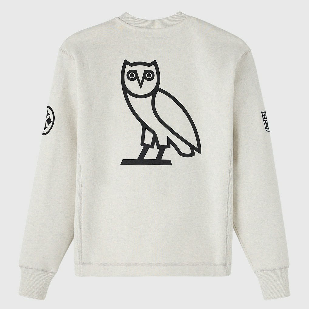 Pittsburgh Steelers OVO x NFL Unisex Fleece Sweatshirt Heather Gray - NFL