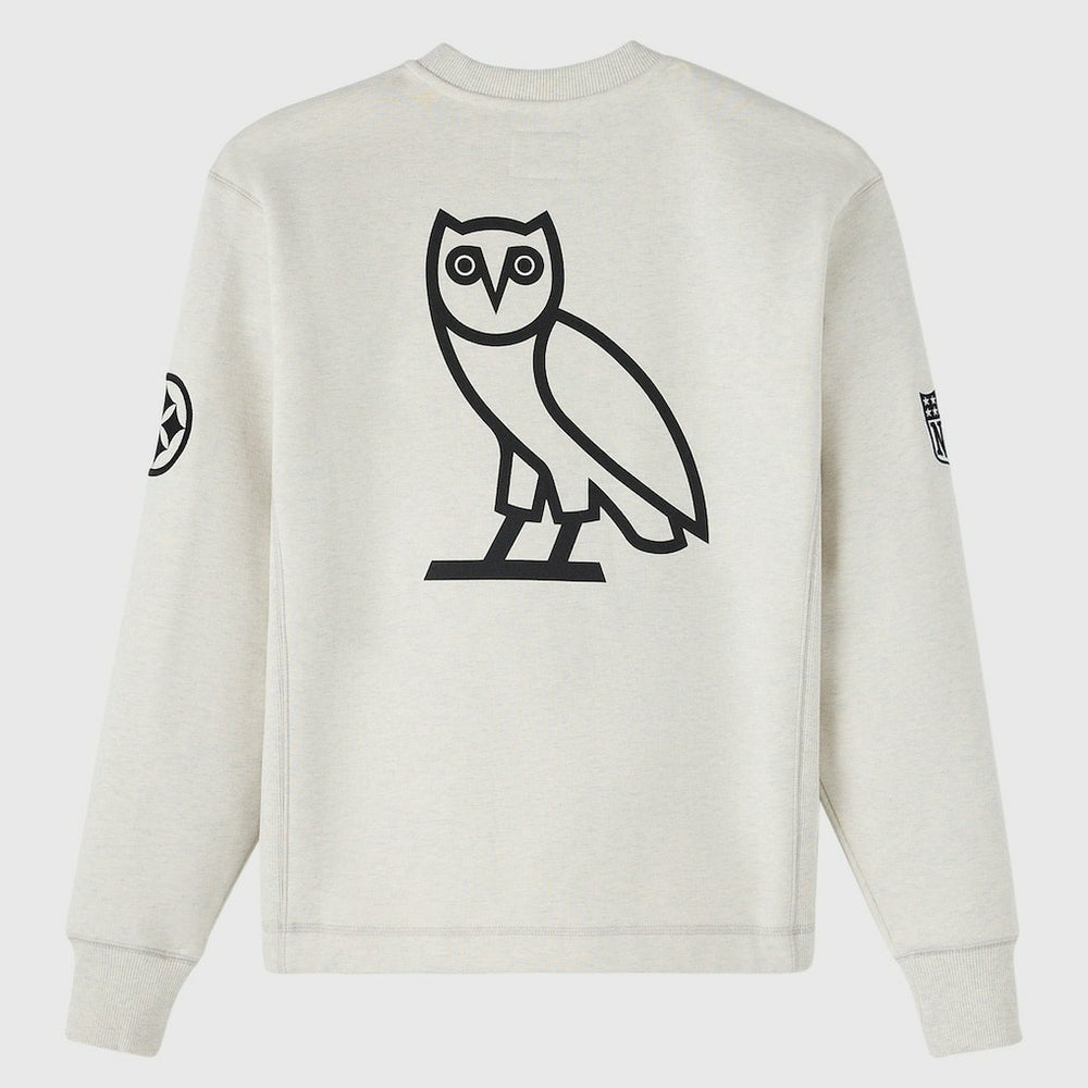 Pittsburgh Steelers OVO x NFL Unisex Fleece Sweatshirt Heather Gray - NFL