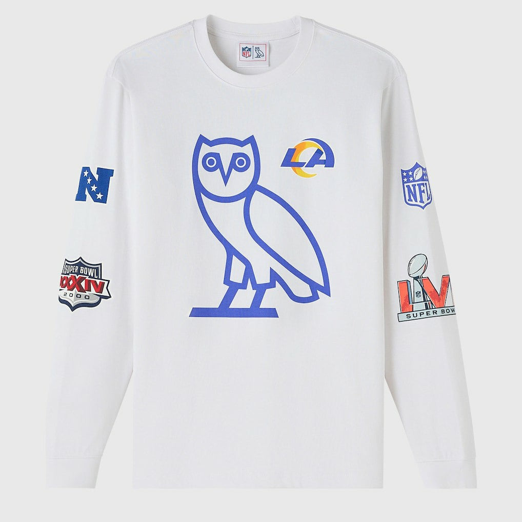 Los Angeles Rams OVO x NFL Unisex Long Sleeve T-Shirt White - NFL