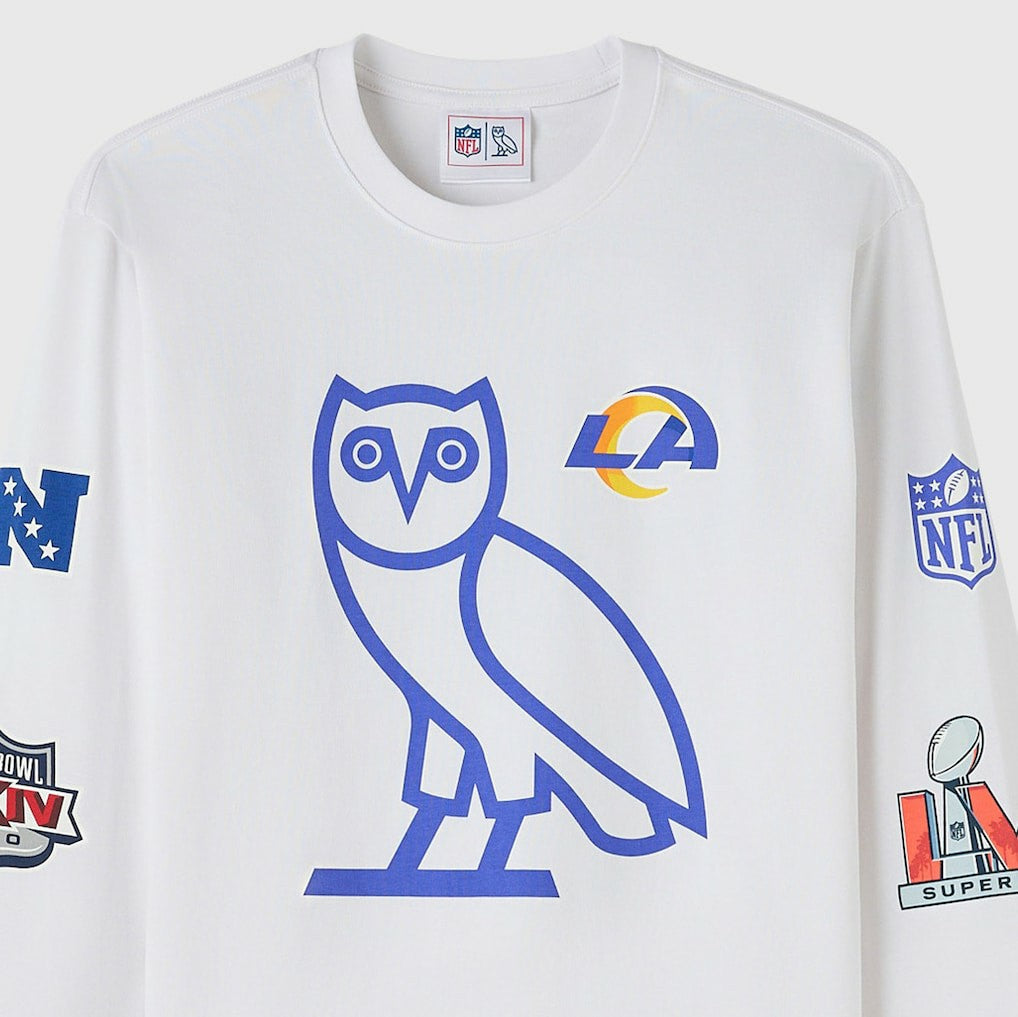 Los Angeles Rams OVO x NFL Unisex Long Sleeve T-Shirt White - NFL