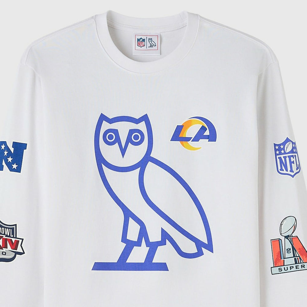 Los Angeles Rams OVO x NFL Unisex Long Sleeve T-Shirt White - NFL