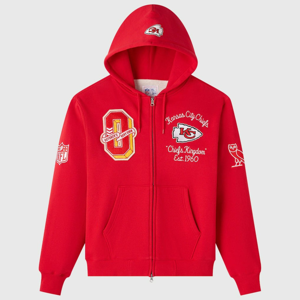 Kansas City Chiefs OVO x NFL Unisex Full-Zip Waffle-Lined Hoodie Red - NFL