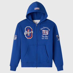 New York Giants OVO x NFL Unisex Full-Zip Waffle-Lined Hoodie Royal - NFL