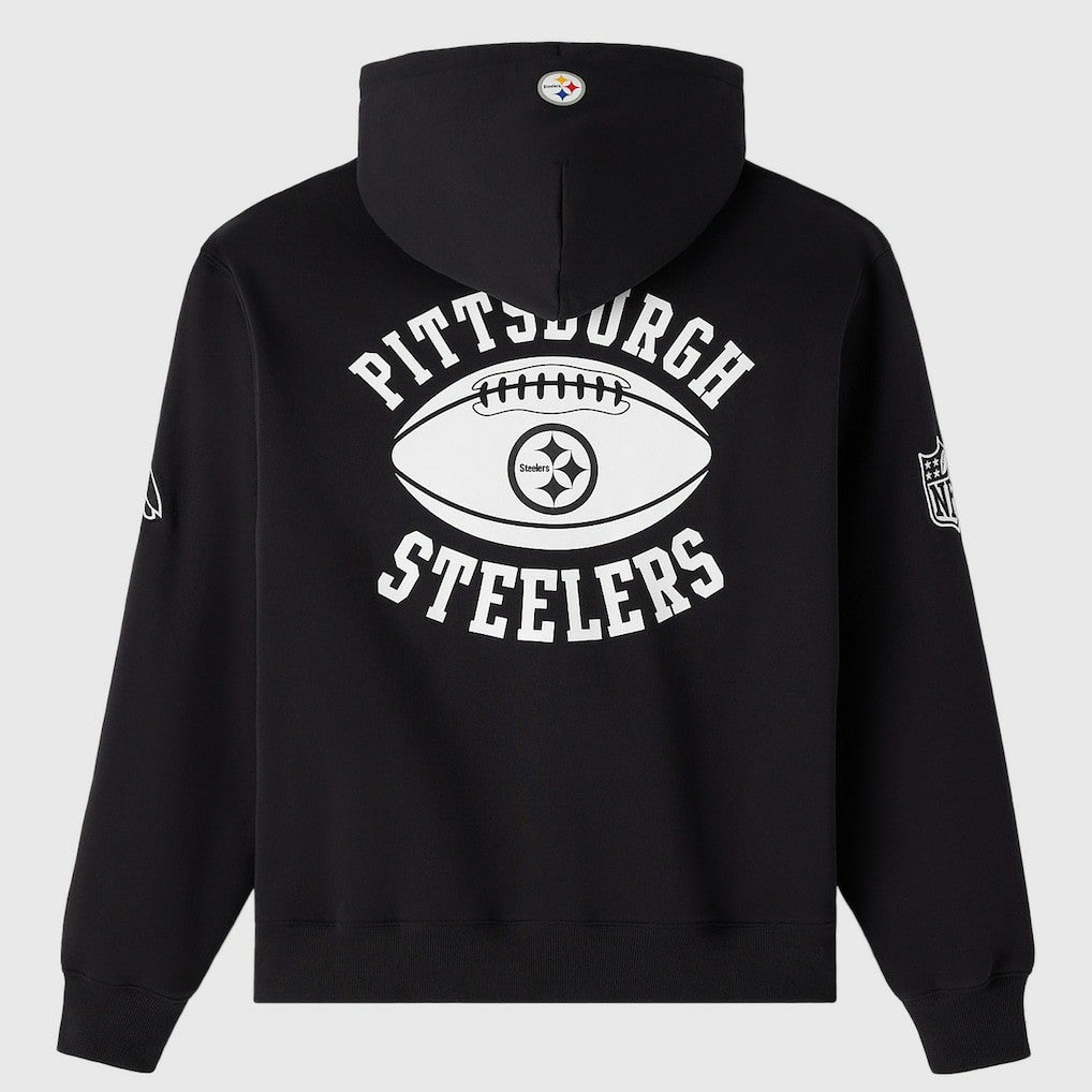 Pittsburgh Steelers OVO x NFL Unisex Full-Zip Waffle-Lined Hoodie Black - NFL