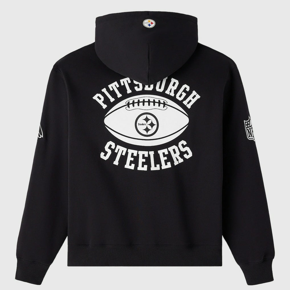 Pittsburgh Steelers OVO x NFL Unisex Full-Zip Waffle-Lined Hoodie Black - NFL