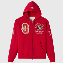 San Francisco 49ers OVO x NFL Unisex Full-Zip Waffle-Lined Hoodie Scarlet - NFL