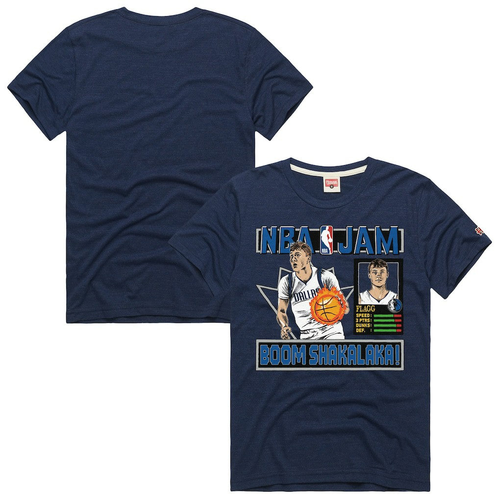 NBA - Cooper Flagg Dallas Mavericks Homage Unisex NBA Jam Tri-Blend T-Shirt - Navy
