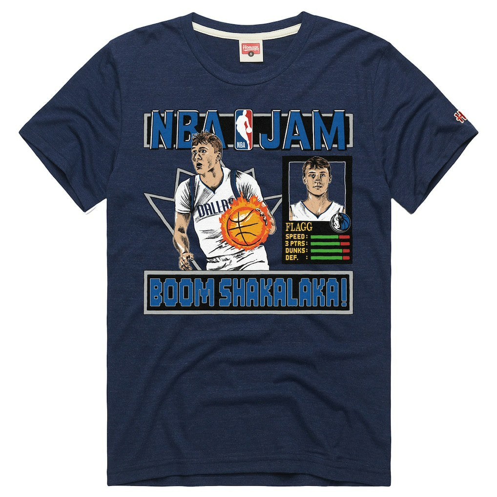 NBA - Cooper Flagg Dallas Mavericks Homage Unisex NBA Jam Tri-Blend T-Shirt - Navy