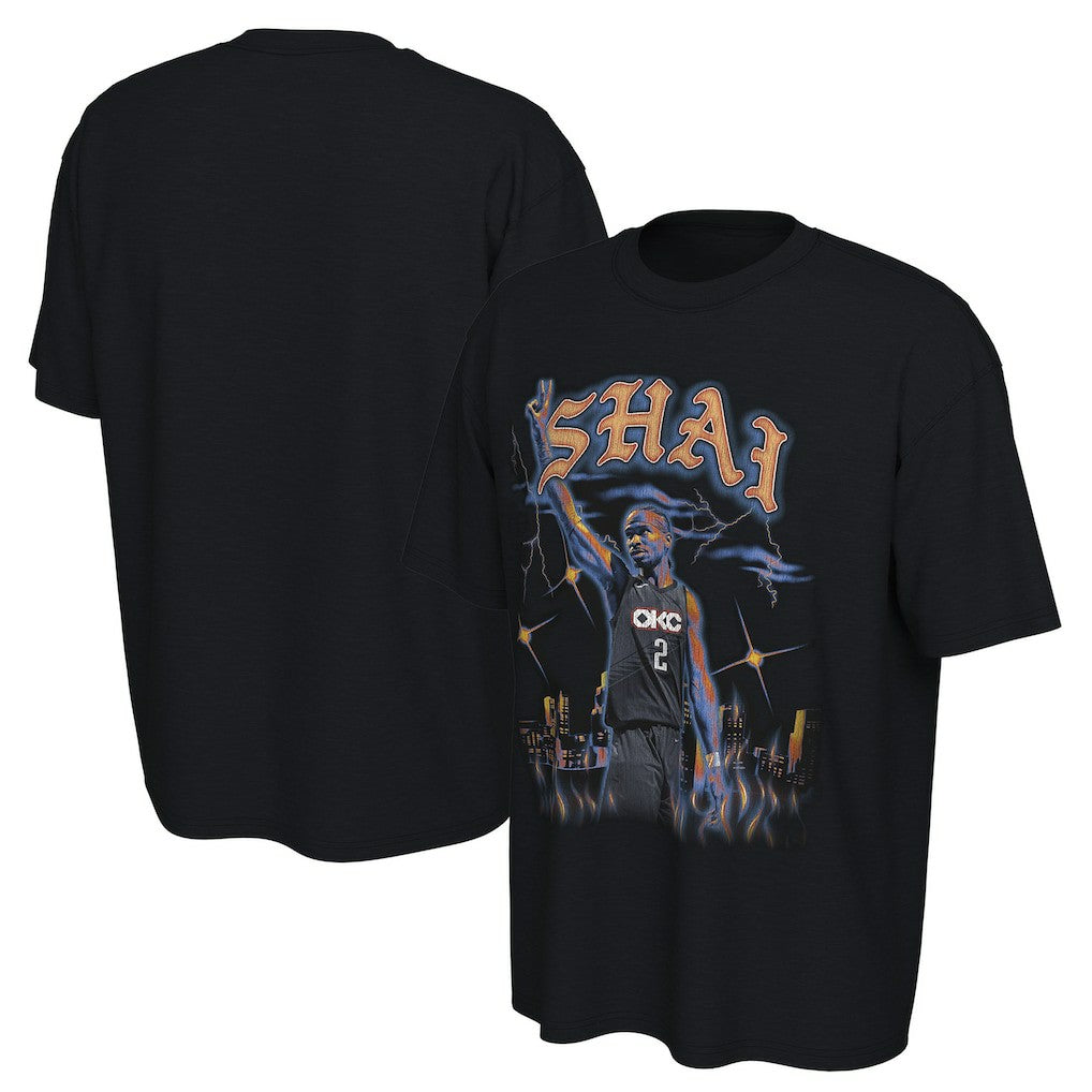 NBA - Shai Gilgeous-Alexander Oklahoma City Thunder Converse Unisex 2025/26 City Edition Player Graphic T-Shirt - Black
