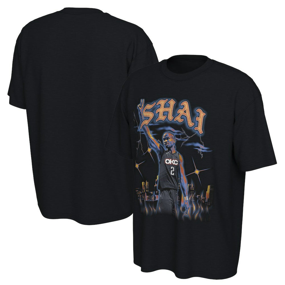 NBA - Shai Gilgeous-Alexander Oklahoma City Thunder Converse Unisex 2025/26 City Edition Player Graphic T-Shirt - Black