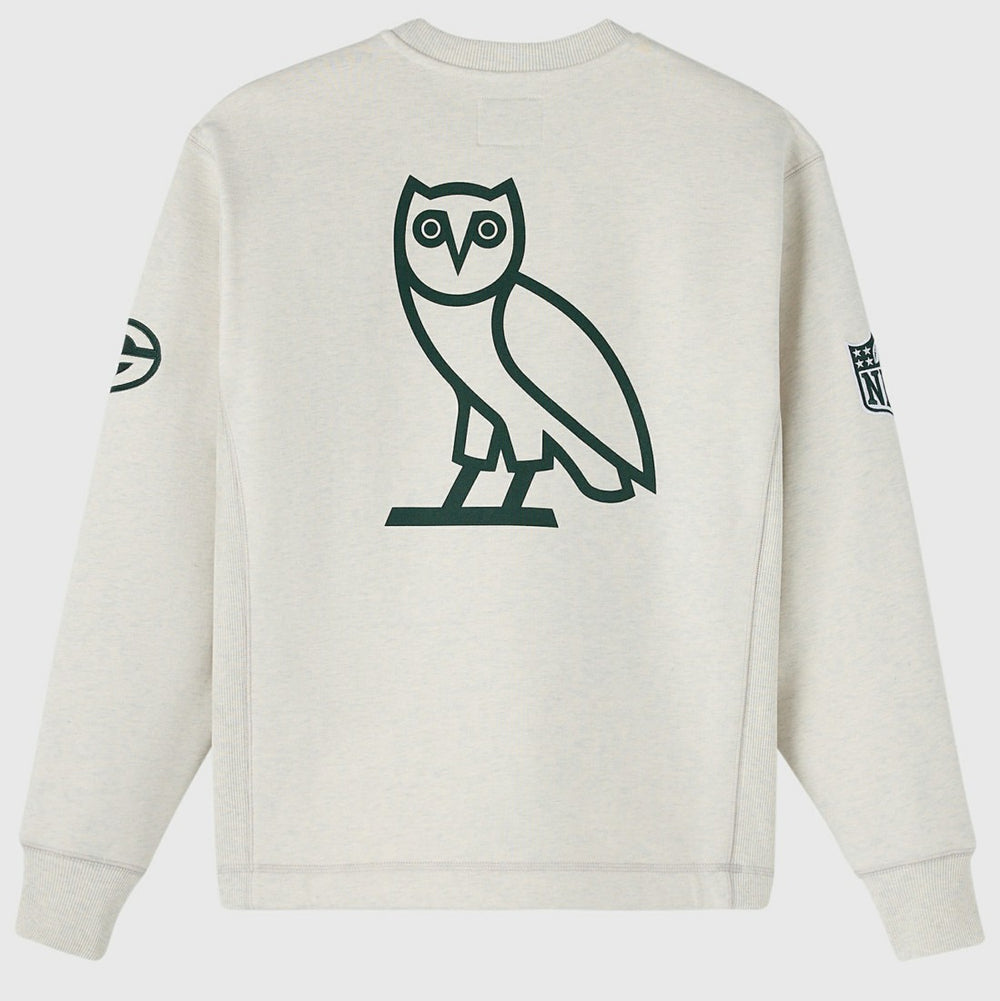 Green Bay Packers OVO x NFL Unisex Fleece Sweatshirt Heather Gray - NFL