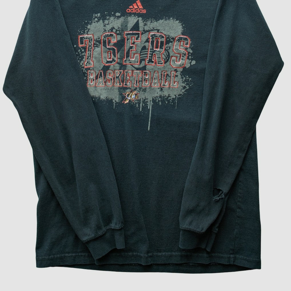 Adidas - Philadelphia 76ers 2000s Long Sleeve T-shirt - Black Vintage