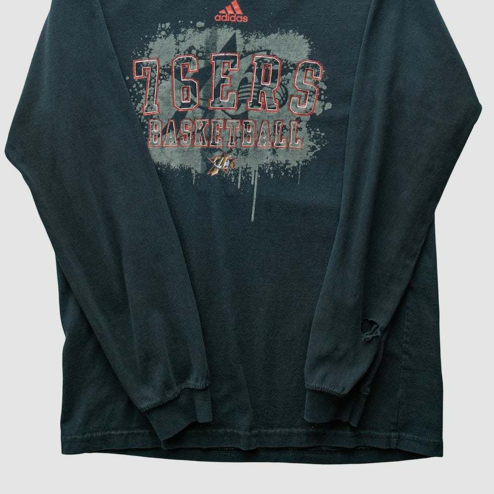 Adidas - Philadelphia 76ers 2000s Long Sleeve T-shirt - Black Vintage