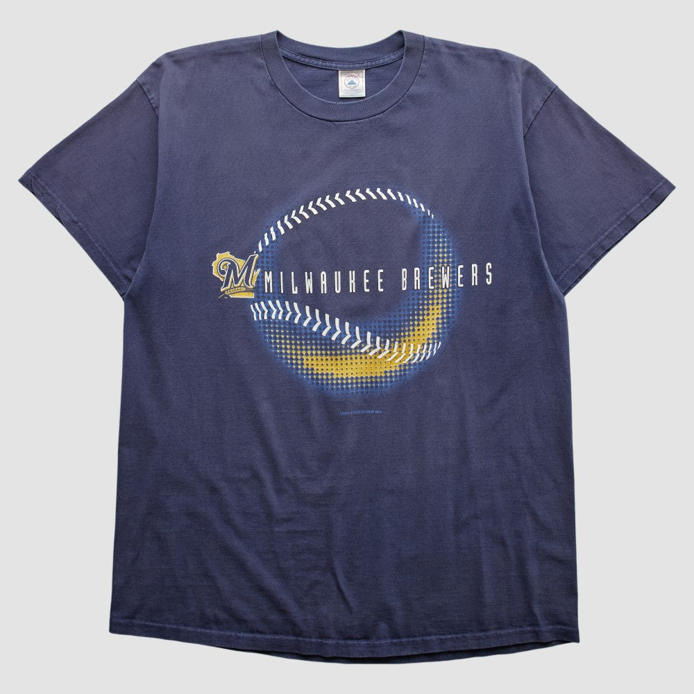 Milwaukee Brewers Logo Athletic 2001 T-shirt On Sale
