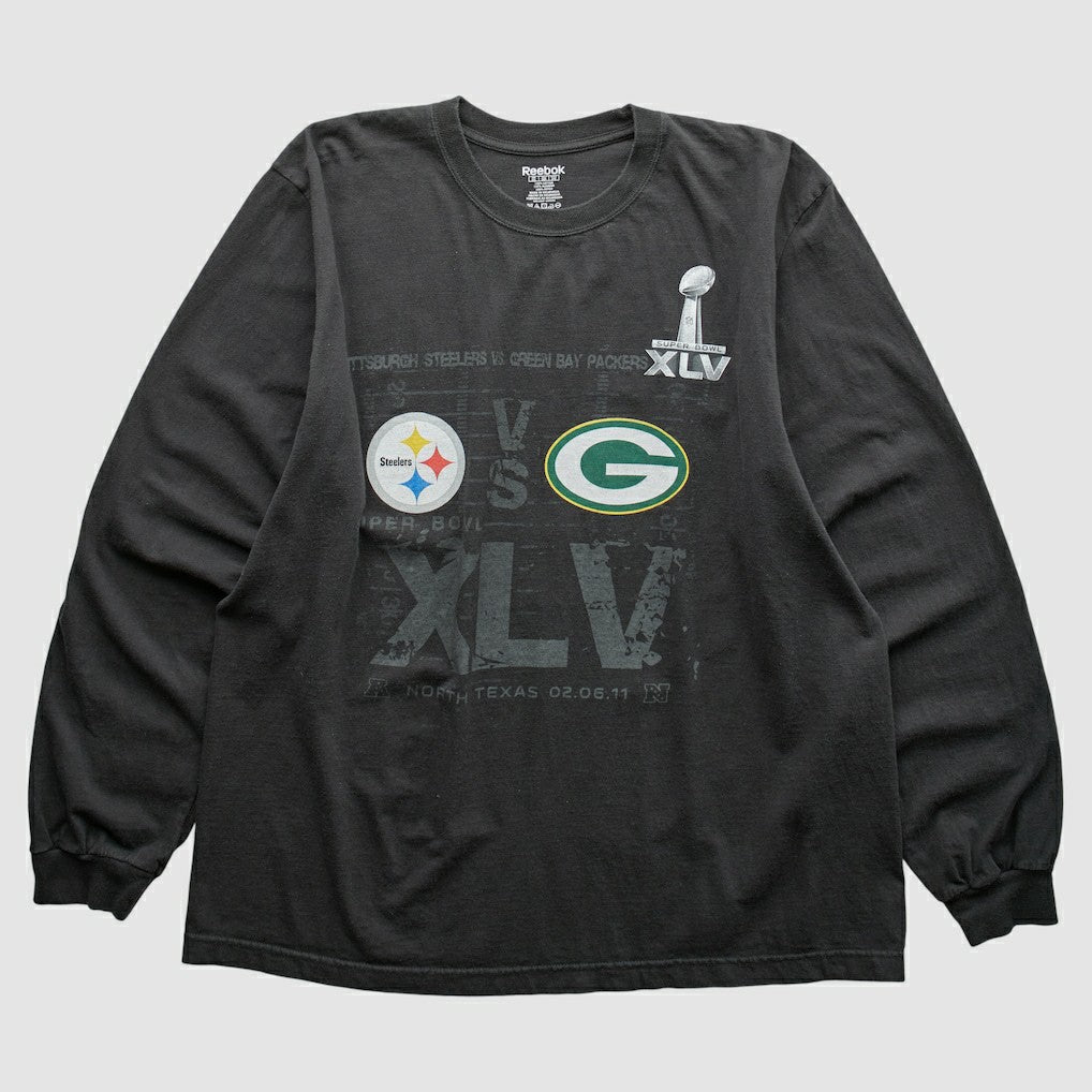 Superbowl XLV Reebok 2011 Long Sleeve T-shirt Black Vintage - Fanatics