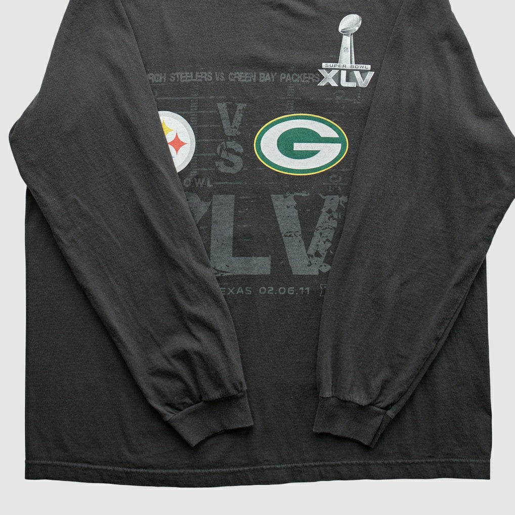 Superbowl XLV Reebok 2011 Long Sleeve T-shirt Black Vintage - Fanatics