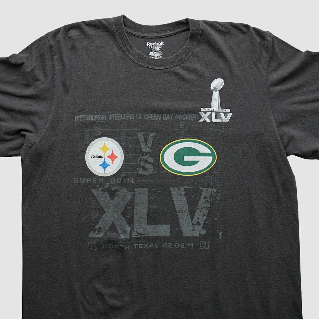 Superbowl XLV Reebok 2011 Long Sleeve T-shirt Black Vintage - Fanatics