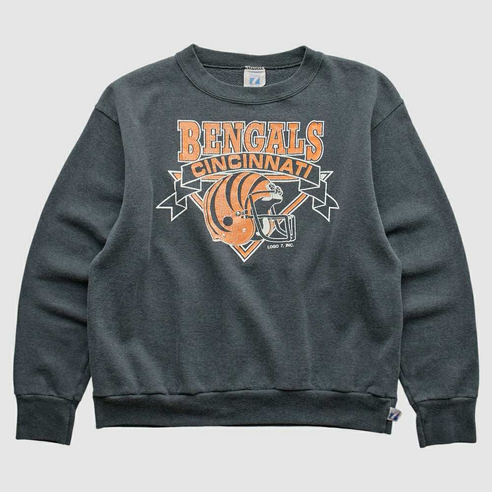 Cincinnati Bengals Logo 7 80s Pullover Sweatshirt Charcoal Vintage - Fanatics