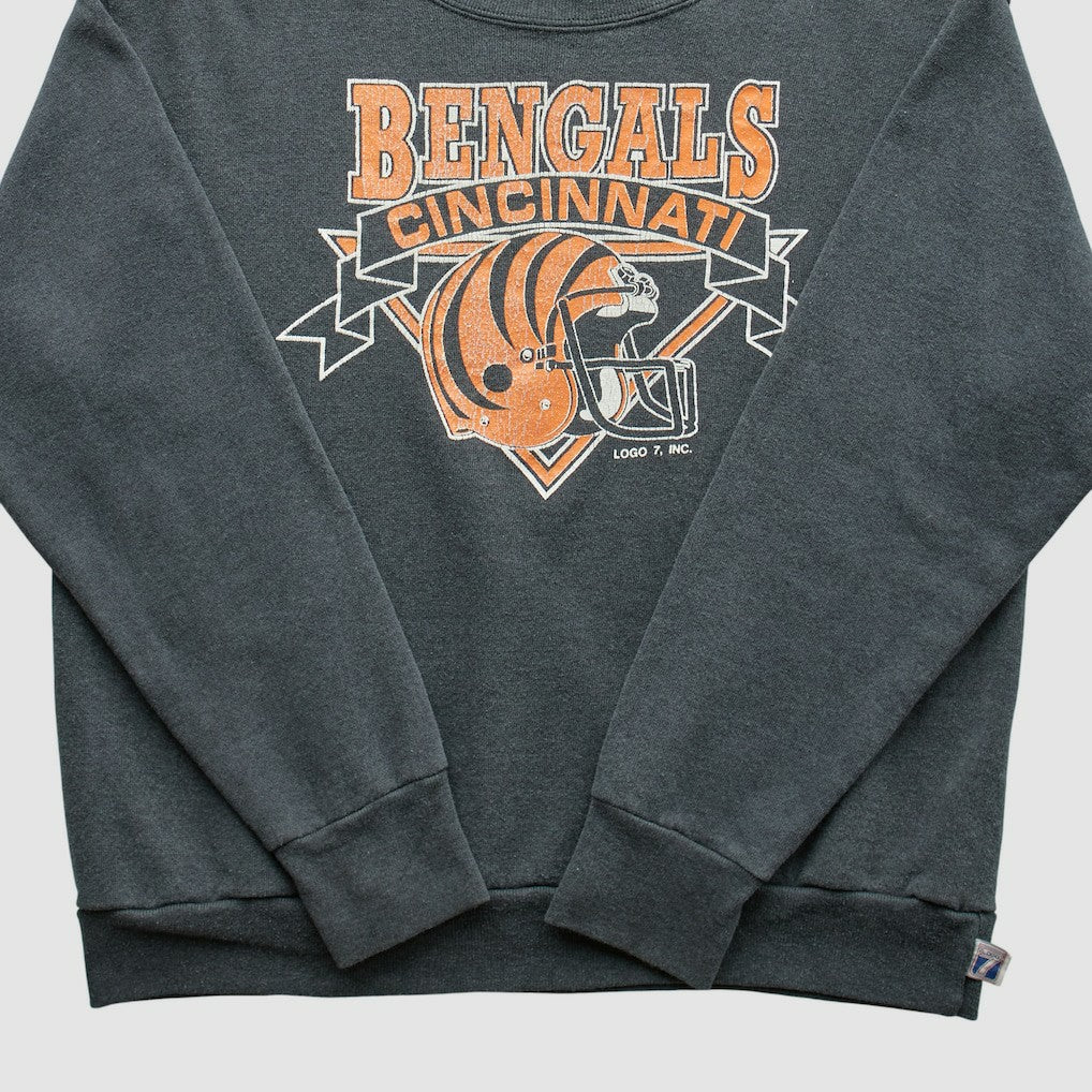 Cincinnati Bengals Logo 7 80s Pullover Sweatshirt Charcoal Vintage - Fanatics