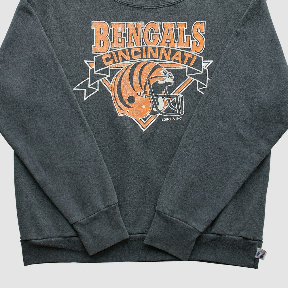 Cincinnati Bengals Logo 7 80s Pullover Sweatshirt Charcoal Vintage - Fanatics